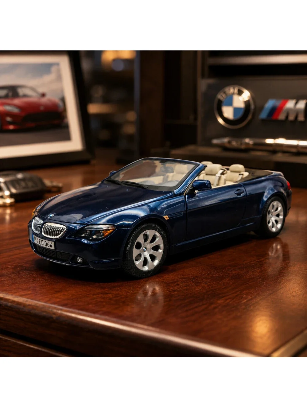 Maisto BMW 645 Ci Convertible 1:18 Diecast Model Car Navy Blue Opening Parts